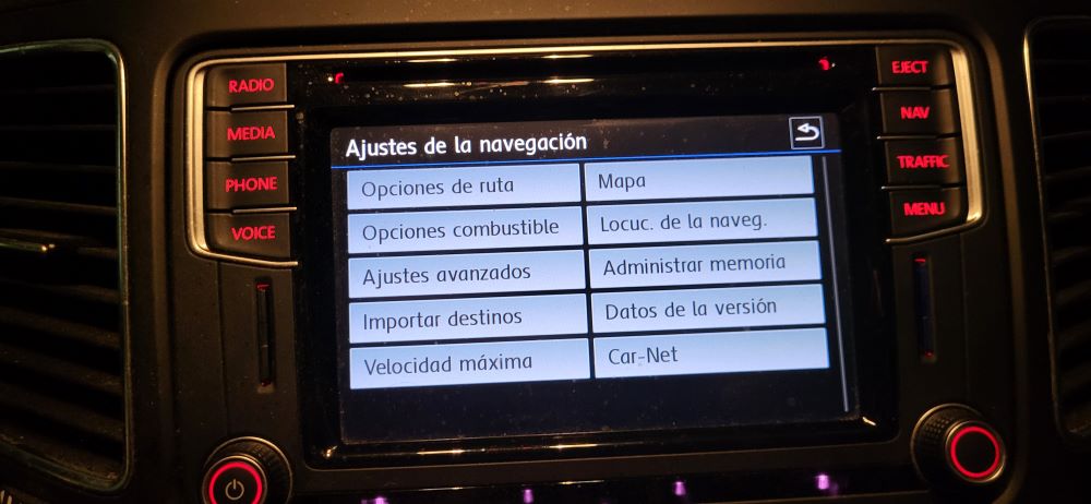 Menú de ajustes tras actualización