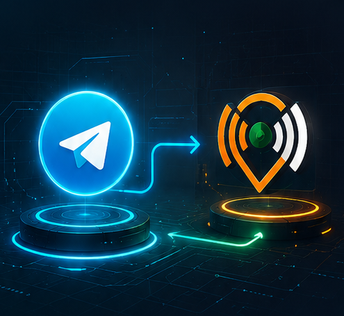 Infografía futurista de acceso desde Telegram a Radares Robser